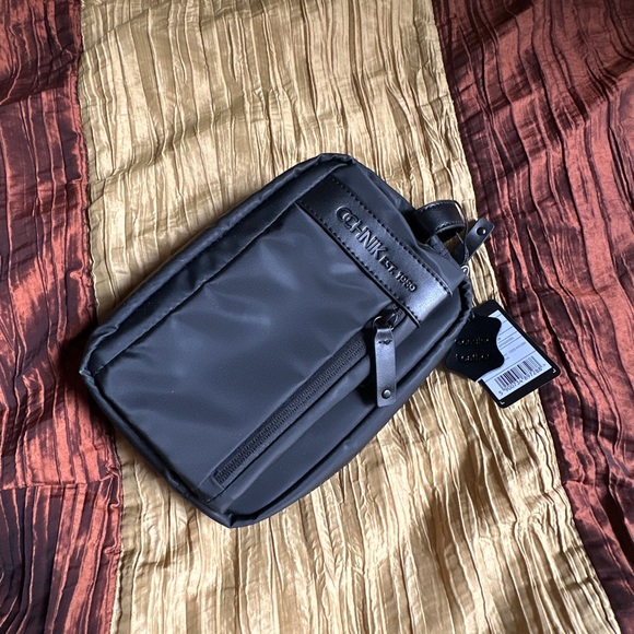 OCHNIK Man’s Zip Toiletry Bag, Genuine Leather + Nylon, Black, NWT - Picture 3 of 12